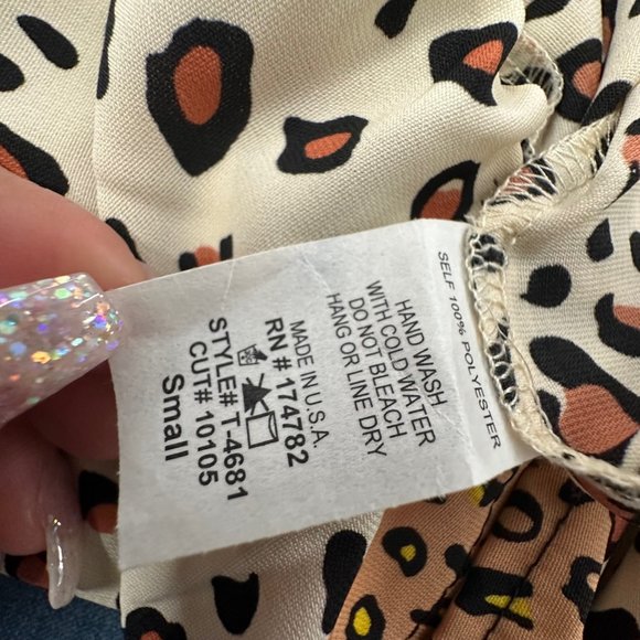 MOD On Trend Cheetah Strapless Top Small Ivory Brown Black Elastic Brand New - Picture 9 of 12